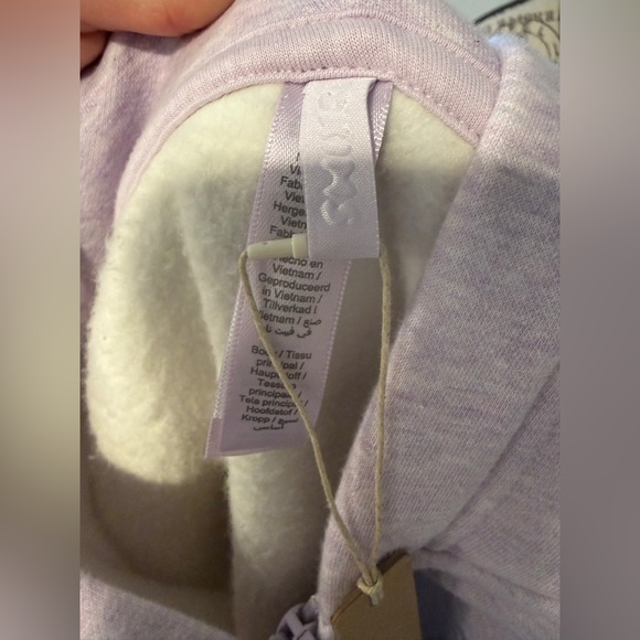 NWT SKIMS Cotton Fleece Cropped Zip-Up Hoodie-Purple Heather-Large - Picture 12 of 15